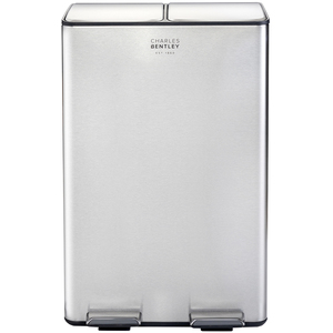 Double Compartment Stainless Steel Kitchen Bin - Silver / 60l by Charles Bentley