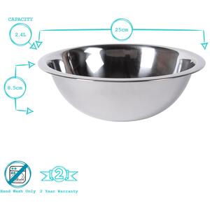 Stainless Steel Mixing Bowl 3pc Set - Silver by Argon Tableware