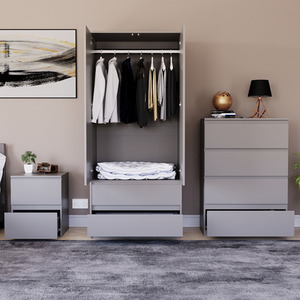 Denver Bedroom Set (2 Drawer Bedside, 4 Drawer Chest, 2 Door 2 Drawer Wardrobe) by Vida Designs