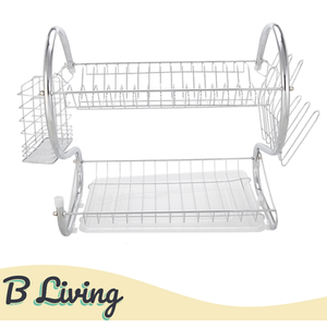 Two Tier Dish Drainer Drying Rack - Chrome by B Living