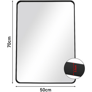 Rectangular Metal Frame Explosion-Proof Wall Mirror - Black by Livingandhome