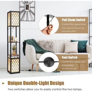 Floor Lamp with Shelves - Black by Costway