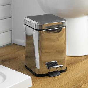 Square Stainless Steel Bathroom Pedal Bin - Chrome by Harbour Housewares