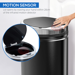 HOMCOM Stainless Steel Automatic Sensor Waste Bin - Black / 32l / 42l by HOMCOM