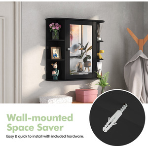 Mirrored Bathroom Storage Cabinet - Black by Costway