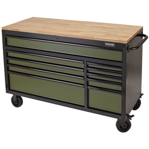 Draper Bunker Roller Workstation with Workbench - Green / Roller Tool Cabinet 10 Drawer by Draper