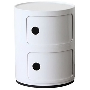 Round Beside Table Filling Cabinet Chest Unit Stockable - White / 2 by Livingandhome