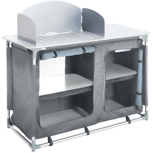 Folding Portable Camping Table Kitchen Cookware Storage Cupboard - Grey by Livingandhome