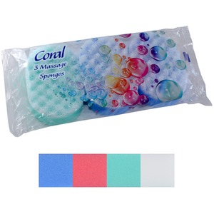Coral Massage Sponges Pack of 3 - Multi by Coral