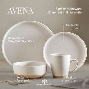 Avena 16 Piece Dinnerware Set - Linen White by Barbary and Oak