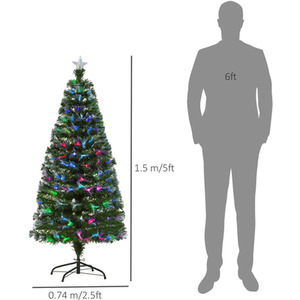 HOMCOM 5FT Multicoloured Artificial Christmas Tree - Green by HOMCOM