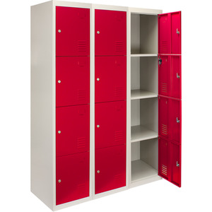 3 x Metal Storage Lockers - Four Doors, Red - Various by Monstershop