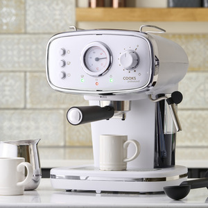 15-Bar Retro Espresso Coffee Machine - White by Cooks Professional