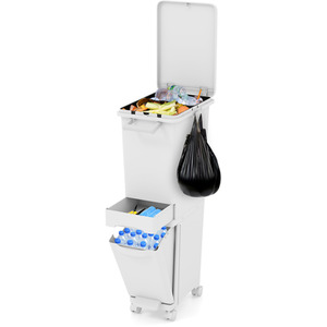 3 in 1 Multifunctional Trash Can - White by Costway