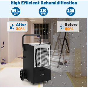 Industrial Dehumidifier with 4 Wheels - White by Costway