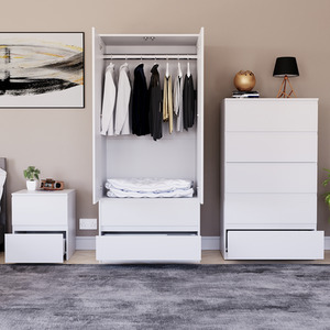 Denver Bedroom Set (2 Drawer Bedside, 5 Drawer Chest, 2 Door 2 Drawer Wardrobe) by Vida Designs