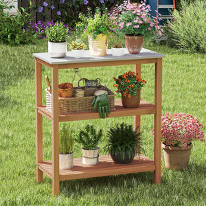 Garden Potting Work Table - Natural by Costway