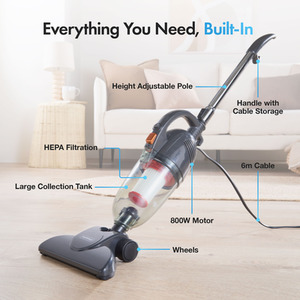 Corded Stick Vacuum Cleaner with 1.3L Dust Tank - Grey by VonHaus