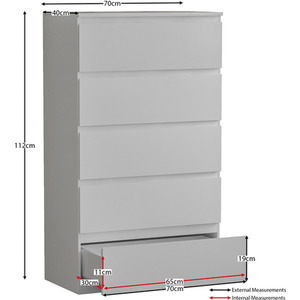 Denver Bedroom Set (2 Drawer Bedside, 5 Drawer Chest, 2 Door 2 Drawer Wardrobe) by Vida Designs