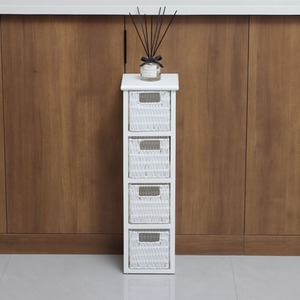 Lopera Rattan Basket 4 Drawer Tower Storage Unit - White by Home Source