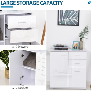 HOMCOM Modern High Gloss Sideboard - White by HOMCOM