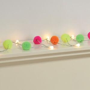 20 LED Neon Pom Pom String Light - Multicolour