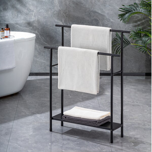 Brooklyn 2 Tier Towel Rack Stand - Black