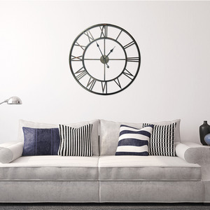 Large Metal Oversized Roman Numerals Wall Clock - Black / 60.5cm / 6.4cm by WALPLUS
