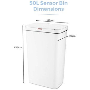 50L Rectangular Sensor Bin - White by Tower