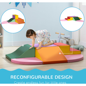 HOMCOM 6-Piece Soft Playset with Stairs and Ramp - Red by HOMCOM