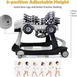 4-in-1 Baby Walker Foldable Activity Push Walker - White by Costway