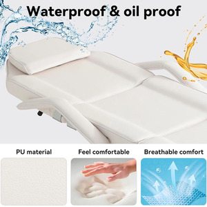 Adjustable Beauty Salon Bed with Height-adjustable Stool - White by Livingandhome