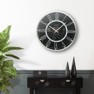 Round Gear Wall Clock for Livingroom - Black by Vanity Living