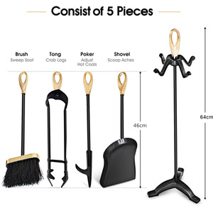 5Pcs Fire Companion Set Fireside Tools - Black by Costway