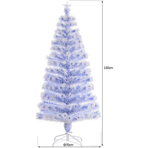 HOMCOM Artificial Fibre Optic Christmas Tree with 21 LEDs - White / 5ft by HOMCOM