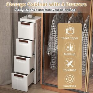 4-Drawer Bathroom Storage Unit - White by Costway