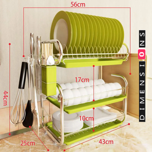 3 Tier Chrome Dish Drainer and Plates Holder - WHITE by Modcraft