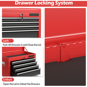 6-Drawer Rolling Tool Chest Tool Storage Cabinet by Costway