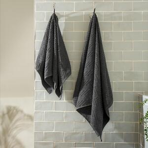 Pack Of Chevron Geo Jacquard Cotton Bath Towel by OHS