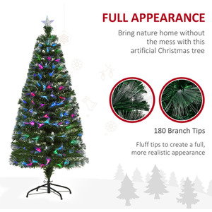 HOMCOM 5FT Multicoloured Artificial Christmas Tree - Green by HOMCOM