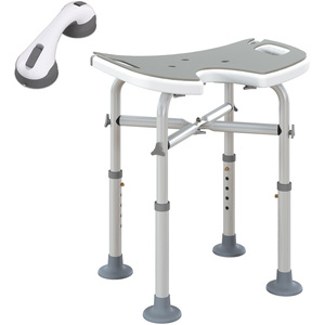 HOMCOM Adjustable Shower Stool with Grab Rail Padded Seat by HOMCOM