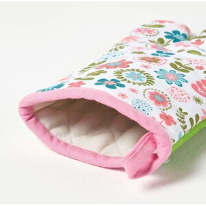 Retro Flower Cotton Oven Glove - Green by Homescapes