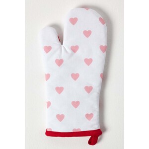 Red Hearts Cotton Oven Glove - Red by Homescapes