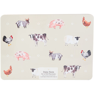 Set of 6 Daisy Farm Placemats - Cream