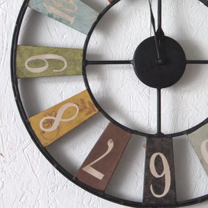 Arial Industrial Multi Colour Wall Clock - Multi by IH Design
