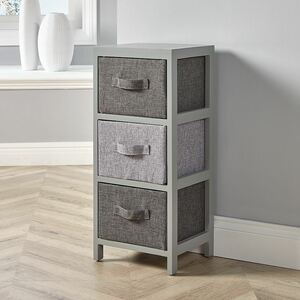 Home Source Metro 3 Fabric Drawer Chest Storage Unit - Grey - Grey by Home Source