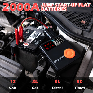 Jump Starter with Air Compressor - Black by Costway