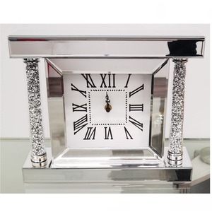Crushed Diamante Jewel Mirror Wall Clock - Silver by Biznest