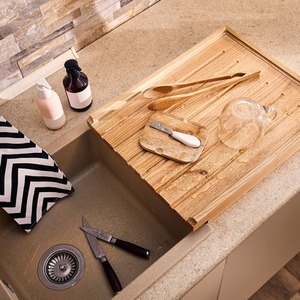 Wooden Draining Board Traditional Belfast Butler Sink - Brown by NOVECRAFTO