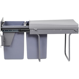 40L Kitchen Double Pull-Out Trash Can Under Cabinet - Grey by Livingandhome